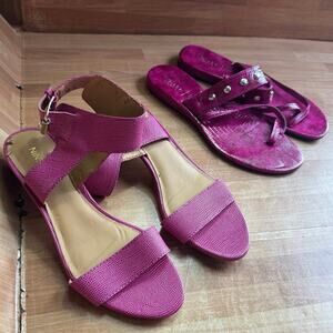 White House Black Market Fuchsia Studded sandals and more